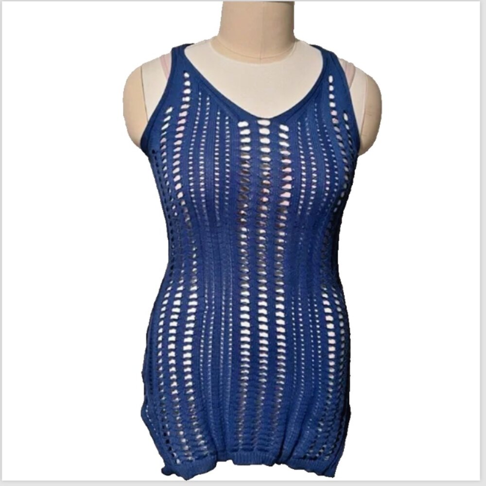 Blue Open Weave Beach Coverup XL
